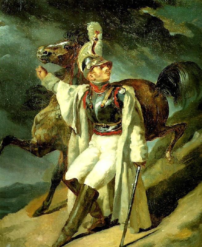 Theodore   Gericault cuirassier blesse, quittant le feu Norge oil painting art